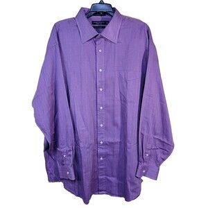 Cremieux Mens Long Sleeve Linen Button Down Dress Shirt Purple Size Collared
